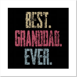 Vintage Best Granddad Ever Retro Funny Quotes Happy Fathers Day Posters and Art